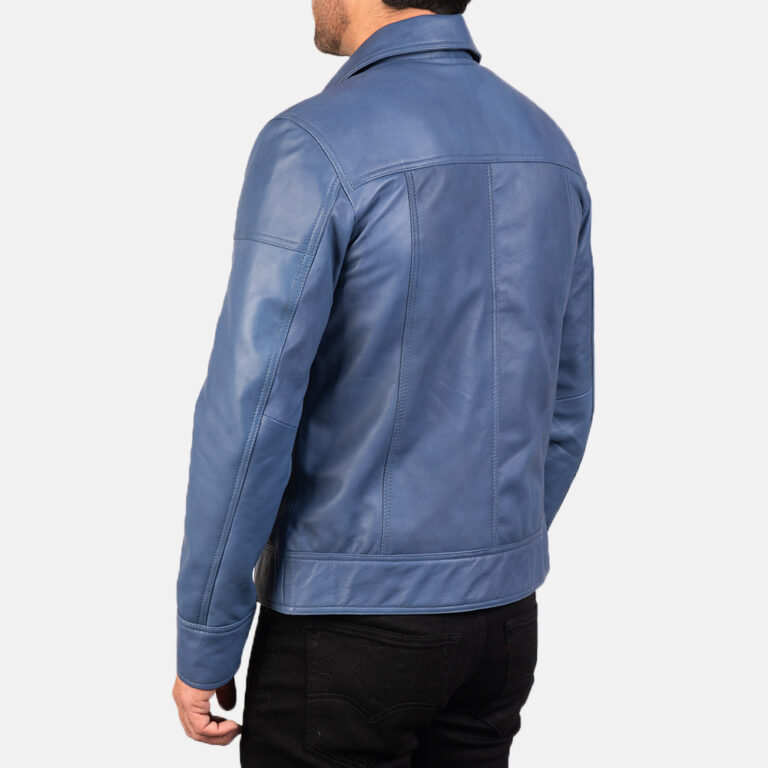 Mens Lavendard Blue Leather Biker Jacket7974-8-1577532732214
